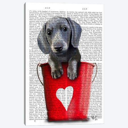 Dachshund Puppy Bucket Of Love Canvas Print #FNK979} by Fab Funky Canvas Wall Art