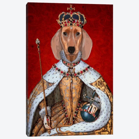 Dachshund Queen II Canvas Print #FNK980} by Fab Funky Canvas Print