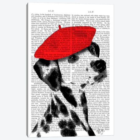 Dalmatian With Red Beret II Canvas Print #FNK987} by Fab Funky Canvas Artwork