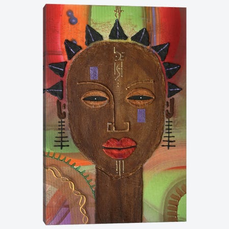 Tribal Stone Head Canvas Print #FOD165} by Fred Odle Canvas Artwork