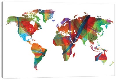 Colorized World Canvas Art Print - World Map Art