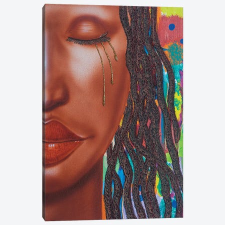 Thandie With Tears Canvas Print #FOD84} by Fred Odle Canvas Wall Art