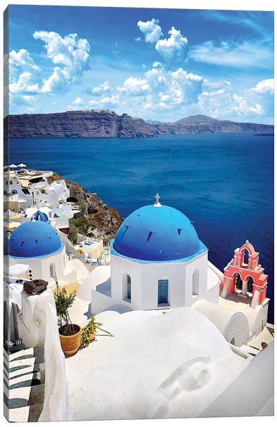 Roof As Blue As The Sky, Oia, Santorin, Greece Canvas Art Print - Famous Architecture & Engineering