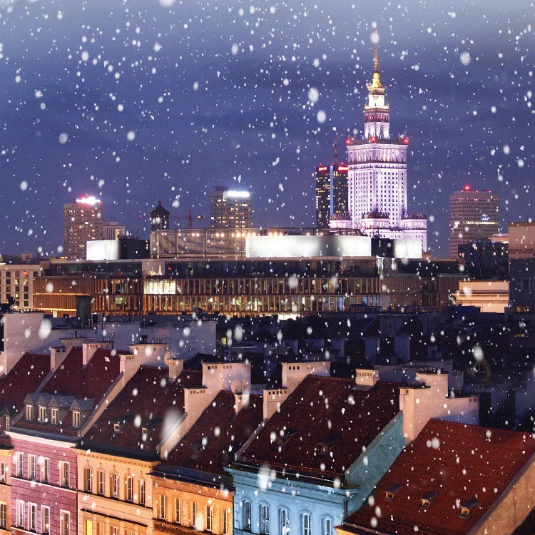 Snow Falls On The Roofs First, Warsaw