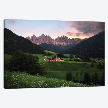 Sunset Time In Val Di Funes, Dolomites, Italy Canvas Print #FOL20} by Florian Olbrechts Art Print