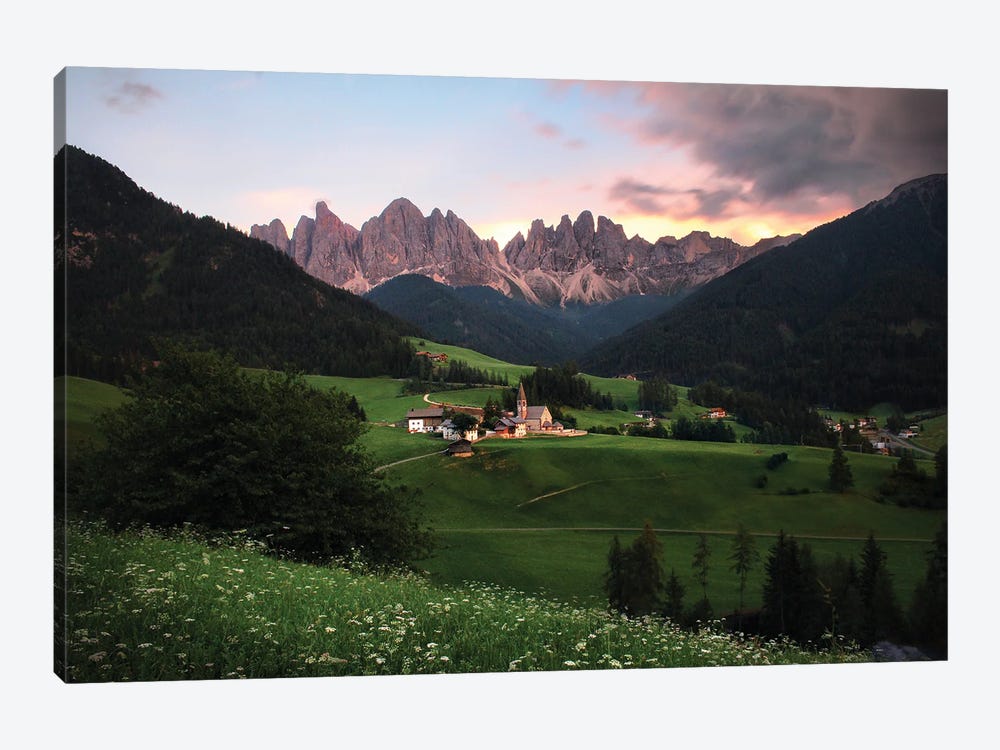 Sunset Time In Val Di Funes, Dolomites, Italy by Florian Olbrechts 1-piece Art Print
