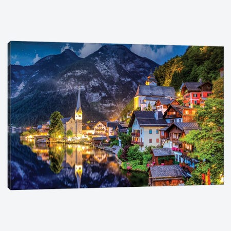 The Small Magical Village Lost In The Mountains Canvas Print #FOL31} by Florian Olbrechts Canvas Artwork