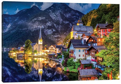 The Small Magical Village Lost In The Mountains Canvas Art Print - Austria Art