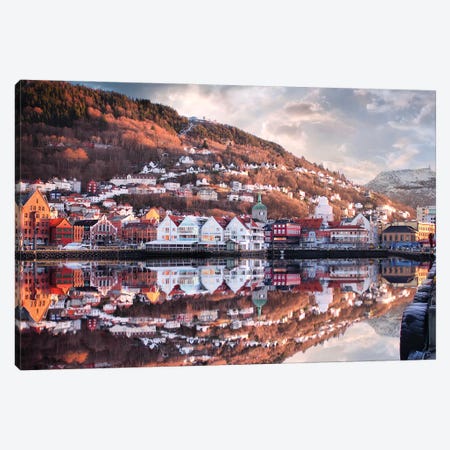 Bergen Reflections, Norway Canvas Print #FOL48} by Florian Olbrechts Canvas Print