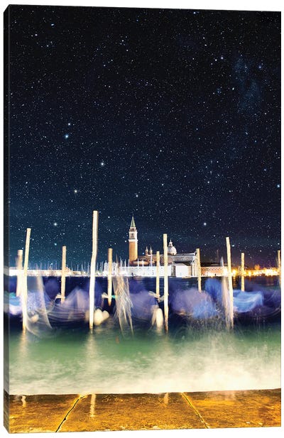 Gondolas Never Sleep In Venice Canvas Art Print - Florian Olbrechts