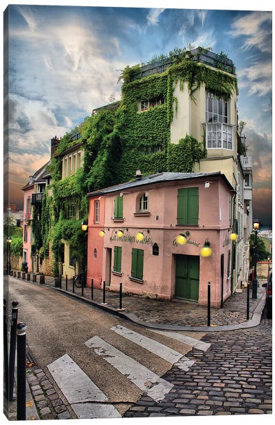 La Maison Rose, Montmatre, Paris Canvas Art Print - Florian Olbrechts