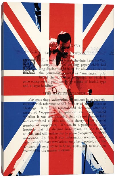 Freddie On Stage Canvas Art Print - Freddie Mercury
