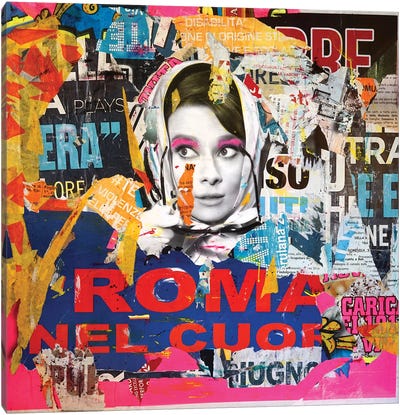 Rome In The Heart Canvas Art Print - Audrey Hepburn