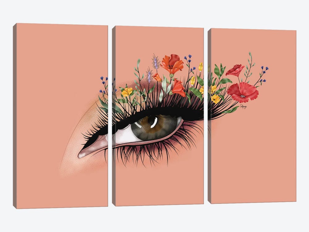 Wild Flower Lashes by Fatpings Studio 3-piece Canvas Wall Art