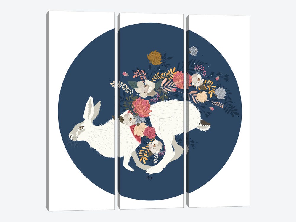 Wild Flowers - Blue by Fatpings Studio 3-piece Canvas Art Print