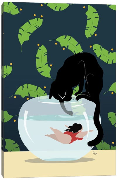 Just Keep Swimming Canvas Art Print - Witty Humor Art