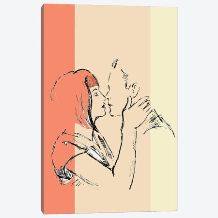 Lovers Kissing Canvas Print #FPT10} by Fanitsa Petrou Canvas Art Print