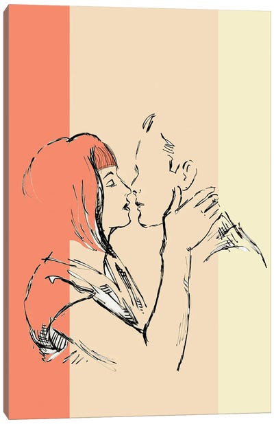 Lovers Kissing Canvas Art Print