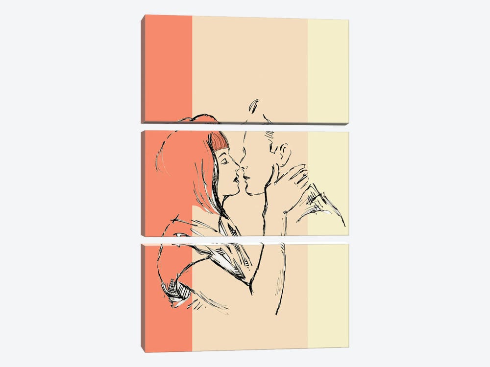 Lovers Kissing by Fanitsa Petrou 3-piece Canvas Print