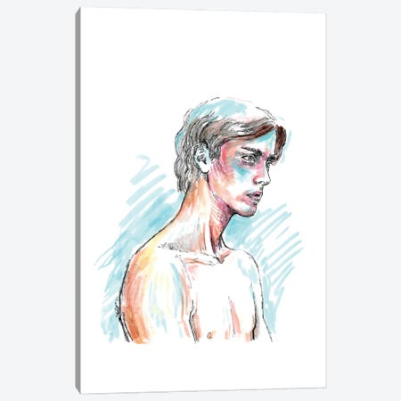 Male Nude - Line Drawing Canvas Print #FPT110} by Fanitsa Petrou Canvas Artwork