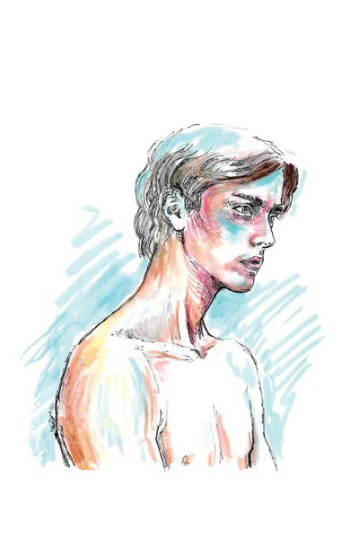 Fanitsa Petrou: Male Nude - Line Drawing by Fanitsa Petrou
