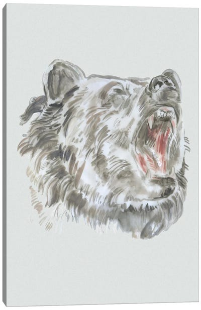 Bear Roaring II Canvas Art Print - Grizzly Bear Art