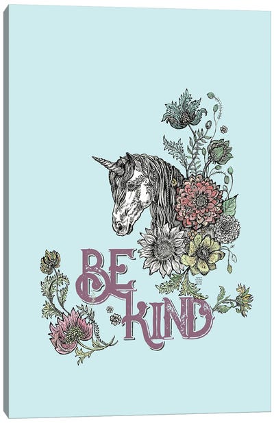 Be Kind - Unicorn Canvas Art Print - Kindness Art