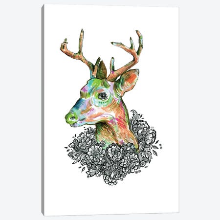 Floral Deer II Canvas Print #FPT128} by Fanitsa Petrou Canvas Art Print