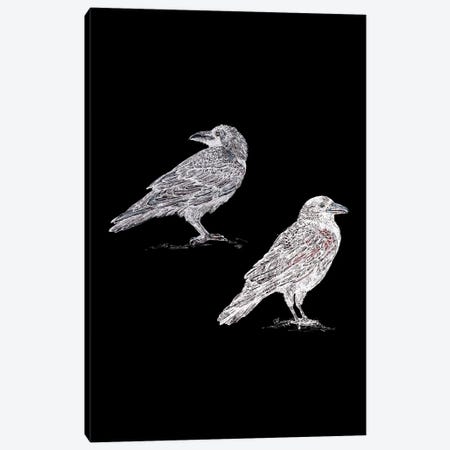 Two Crows In Black And White Canvas Print #FPT131} by Fanitsa Petrou Canvas Wall Art