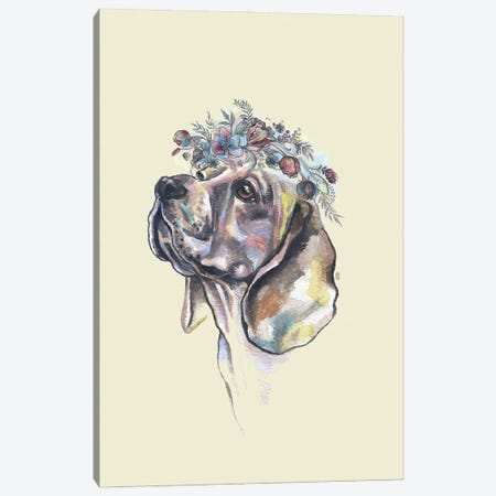 Dog With Flower Crown Canvas Print #FPT137} by Fanitsa Petrou Canvas Print