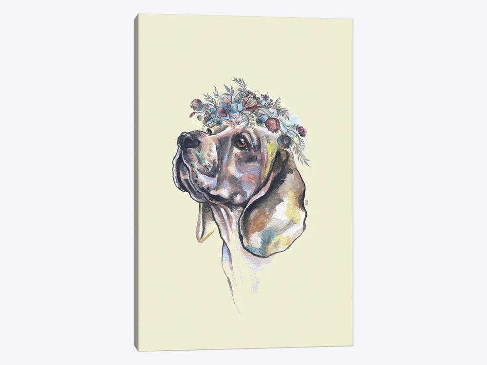 Dog With Flower Crown by Fanitsa Petrou 1-piece Canvas Art Print