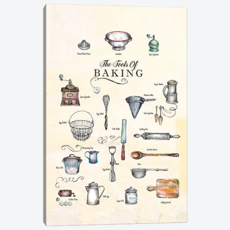 The Tools Of Baking - Kitchen Wall Art Canvas Print #FPT145} by Fanitsa Petrou Canvas Art