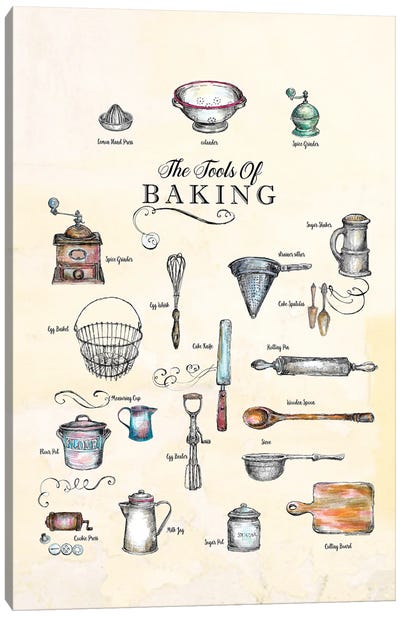 The Tools Of Baking - Kitchen Wall Art Canvas Art Print - Fanitsa Petrou