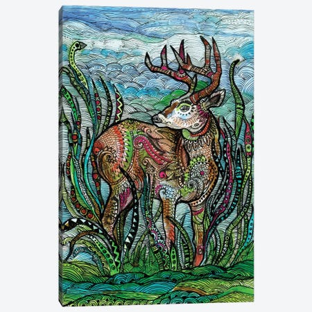 Deer In A Meadow Canvas Print #FPT147} by Fanitsa Petrou Canvas Artwork