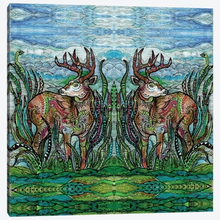 Deers In A Meadow Canvas Print #FPT148} by Fanitsa Petrou Canvas Print
