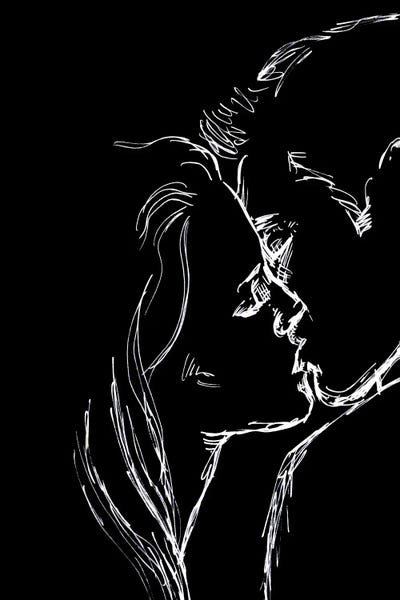 Romantic Bedroom (Couples): Kiss - Black And White by Fanitsa Petrou