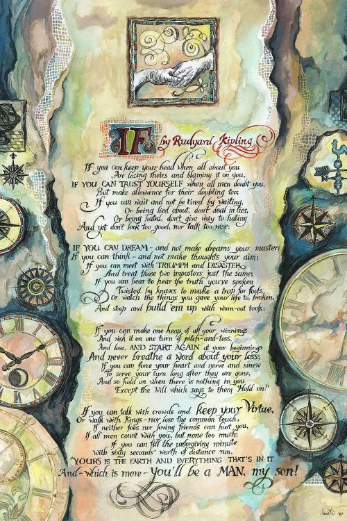 Calligraphy Of The Poem If By Rudyard Kipling by Fanitsa Petrou wall art