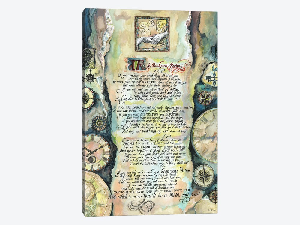 Calligraphy Of The Poem If By Rudyard Kipling by Fanitsa Petrou 1-piece Canvas Artwork