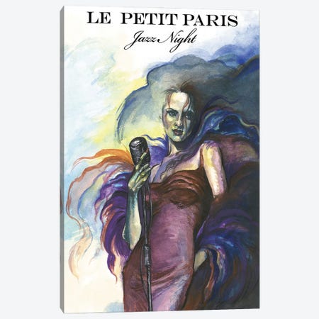 Le Petit Paris - Jazz Night Canvas Print #FPT153} by Fanitsa Petrou Canvas Artwork