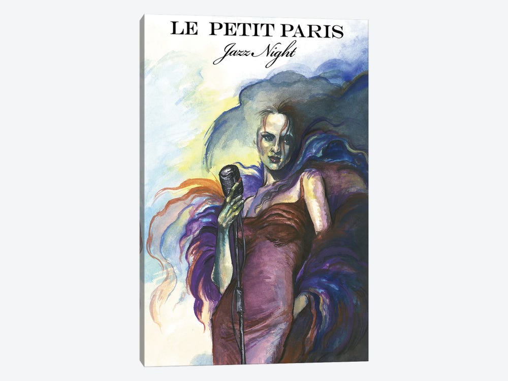 Le Petit Paris - Jazz Night by Fanitsa Petrou 1-piece Canvas Art Print