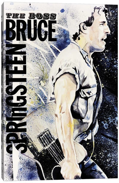 Bruce Springsteen Portrait Canvas Art Print - Fanitsa Petrou