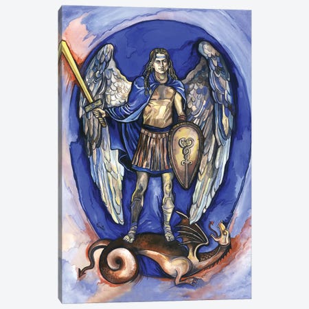 The Seven Archangels - Archangel Michael With Dragon Canvas Print #FPT160} by Fanitsa Petrou Canvas Print