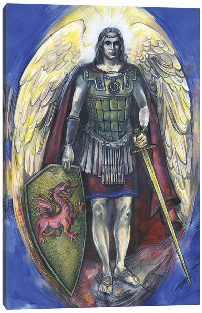 The Seven Archangels - Archangel Michael With Sword Canvas Art Print - Fanitsa Petrou