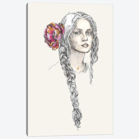 Red Flower And Braided Hair Canvas Print #FPT163} by Fanitsa Petrou Art Print