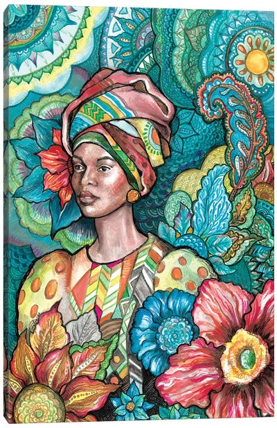 African Flower Canvas Art Print - Paisley Patterns