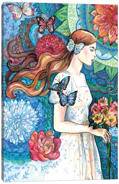 Flowers and Butterflies Canvas Art Print - Wild Spirit
