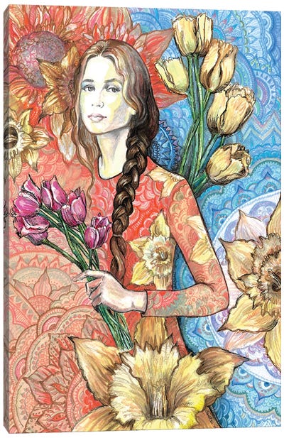 Tulips and Daffodils Canvas Art Print - Fanitsa Petrou