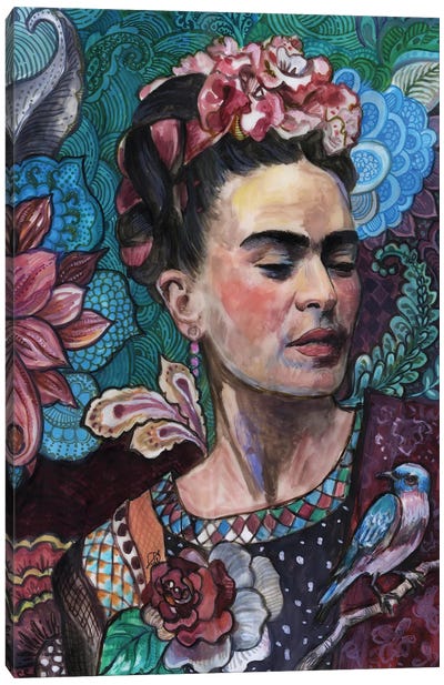 Frida - Birds And Flowers Canvas Art Print - Fanitsa Petrou