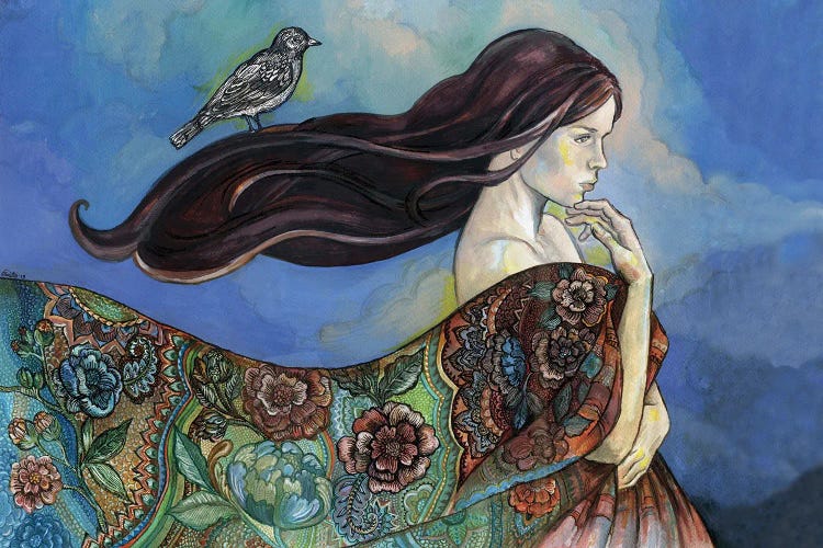 A Bird On Her Hair by Fanitsa Petrou wall art