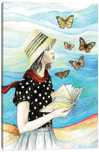 Thoughts Like Butterflies Canvas Art Print - Book Art